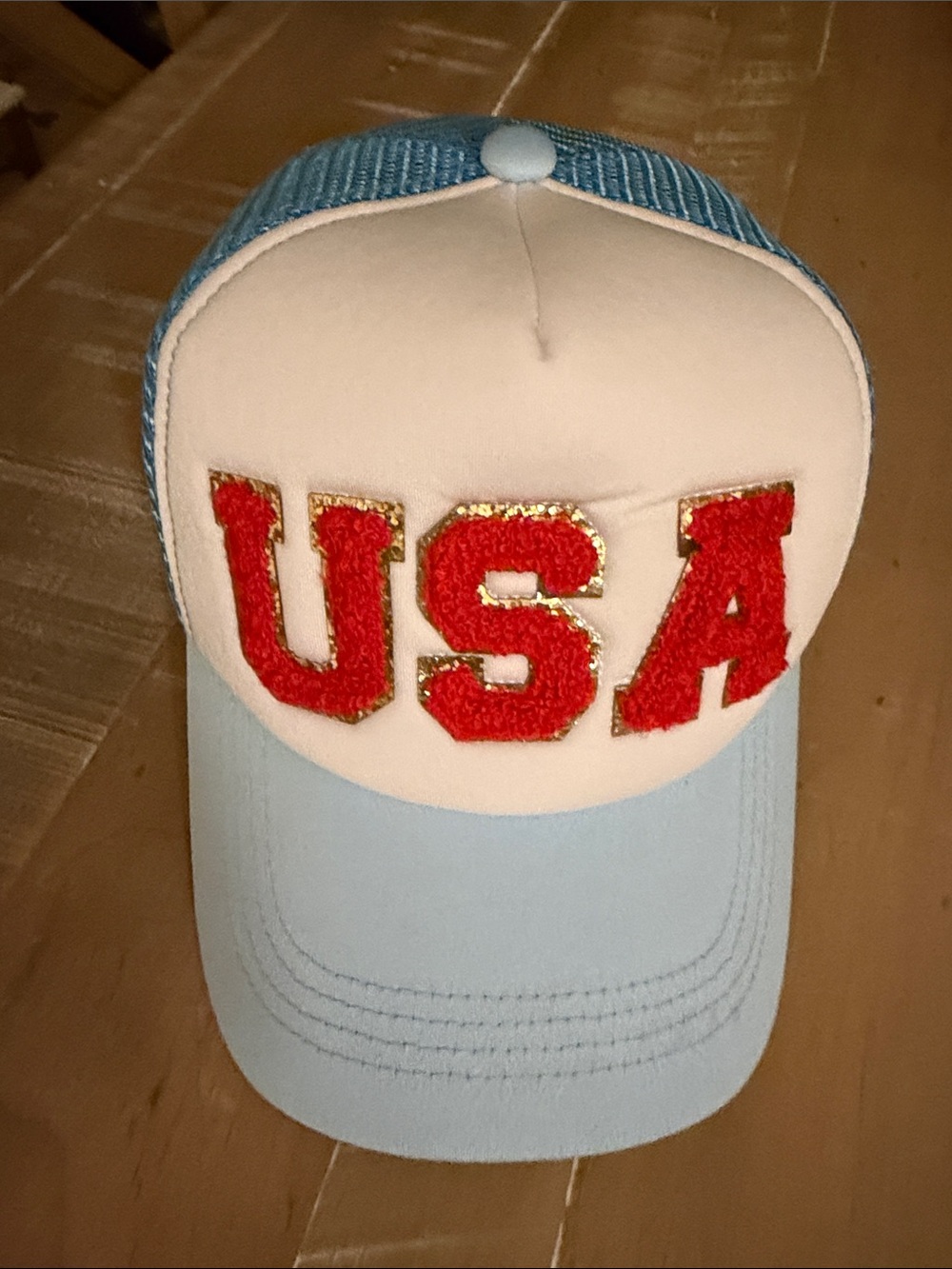 Light Blue & White USA Patch Trucker Hat